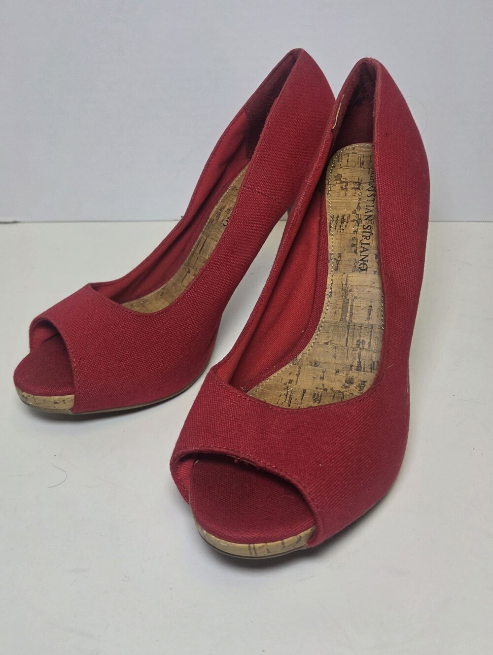 Christian Siriano Red Canvas Peep-toe Pumps